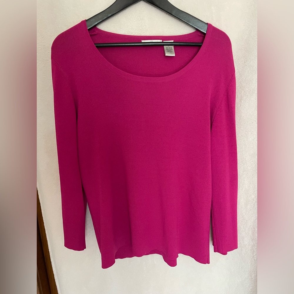 Laura Ashley Women’s Bright Pink 3/4 Length Sleeve Sweater Size Large